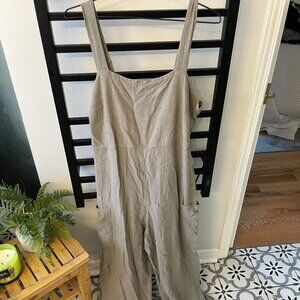 DD77 Linen Blend Utility Jumpsuit – Size Large – light green